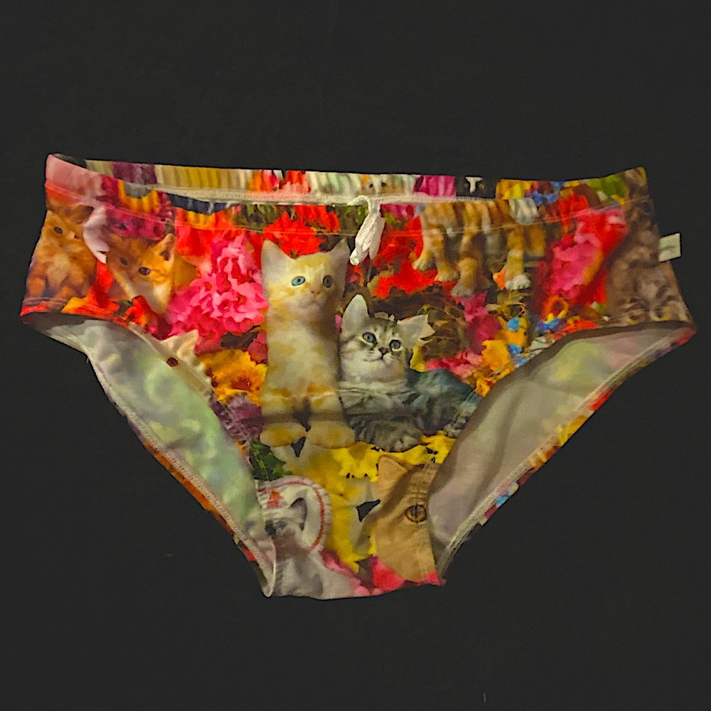 Hand made men’s kitty cat swim brief XXL